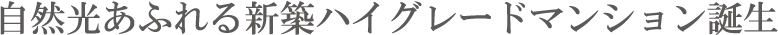 自然光あふれる新築ハイグレードマンション誕生