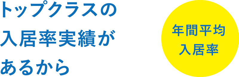 トップクラスの入居率実績があるから