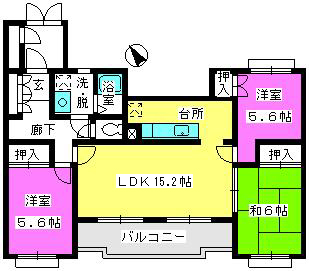 ガーデンハイツ志免 / 302号室 間取り