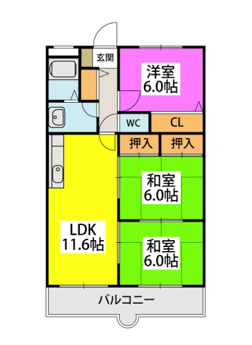 博多の森南 / 302号室 間取り