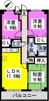 カーサ宮の前 / 203号室 間取り