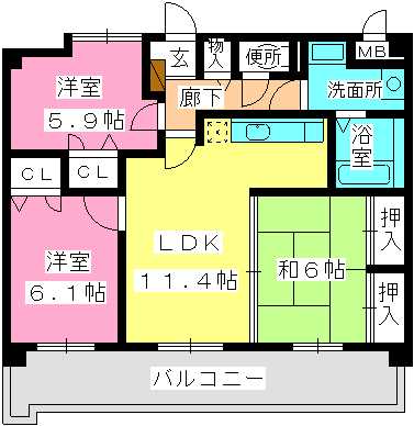 ネオパレス長者原Ⅱ / 202号室 間取り