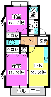 ベルデュ－ルⅡ / 202号室 間取り