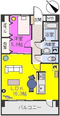サン・ビオ空港通りⅡ / 202号室 間取り