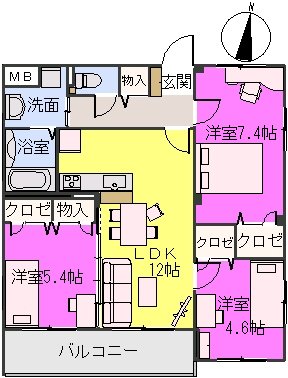 プランタン柚須 / 405号室 間取り