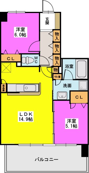 ネオグレイス吉塚 / 1002号室 間取り