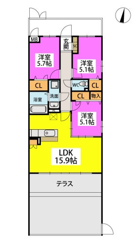 Clover原町駅 / 101号室 間取り
