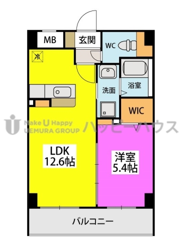 A.WAVE 箱崎南 / 402号室 間取り