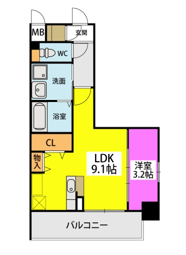 アビターレ吉塚駅前 / 406号室 間取り