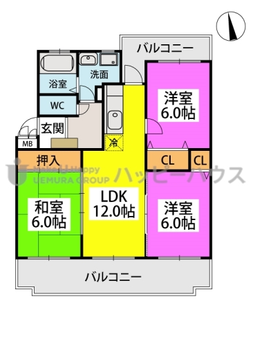 フレア水城 / 206号室 間取り