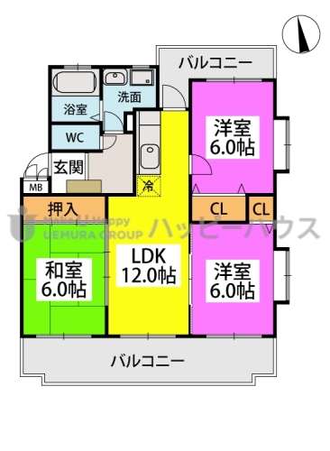 フレア水城 / 301号室 間取り