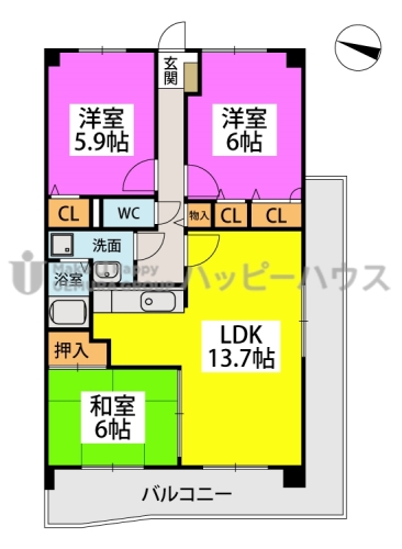 エンデバー武蔵 / 606号室 間取り