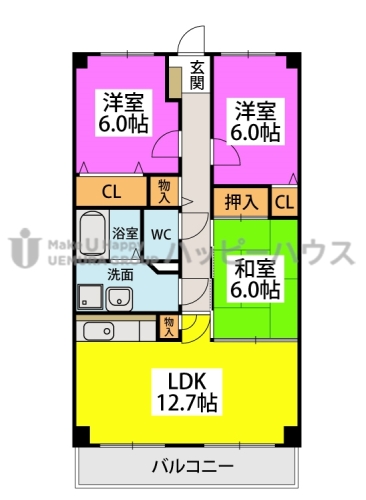 プルニア都府楼 / 702号室 間取り