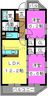 デューク筑紫野 / 401号室 間取り