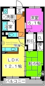 ヒールキャッスル二日市 / 403号室 間取り