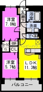 プレジデント正弥朱雀 / 305号室 間取り