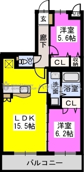 サンフローラ / B-302号室 間取り