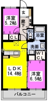 秋桜 / 402号室 間取り