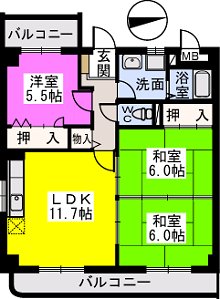 オークティプラザ原田 / 303号室 間取り