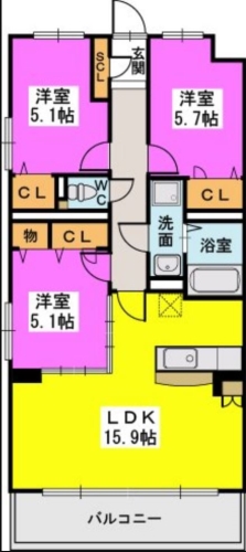 サニーコート梅満 / 503号室 間取り