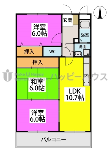 エステート杉塚 / 302号室 間取り