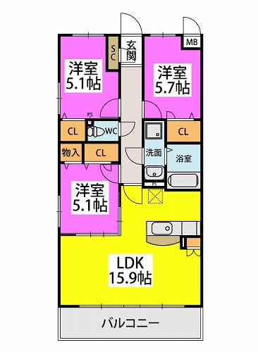 アベニュー天拝 / 410号室 間取り