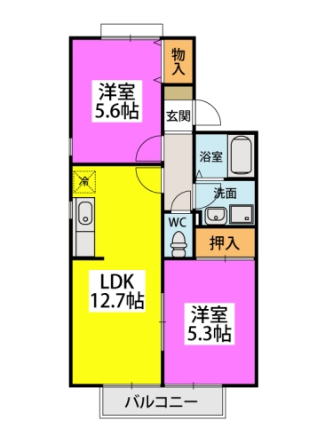 セジュール・ジェンヌ / B-205号室 間取り