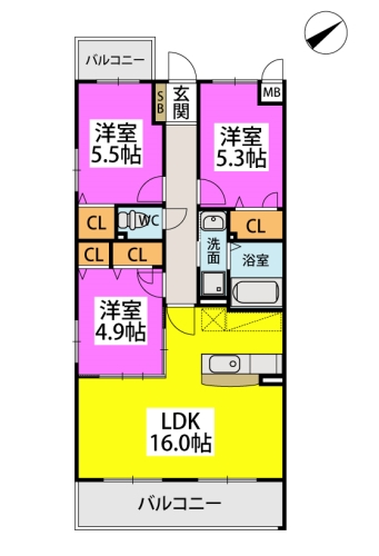 ボルドーⅤ番館 / 401号室 間取り
