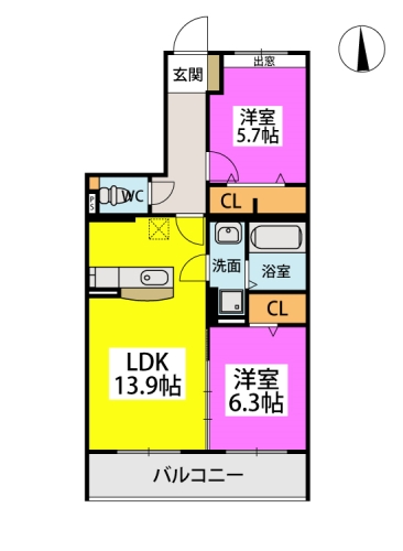 プレジデント正弥小郡 / 202号室 間取り