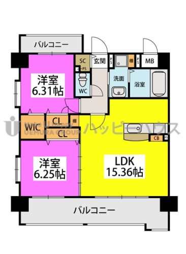 グレイス折尾 / 607号室 間取り