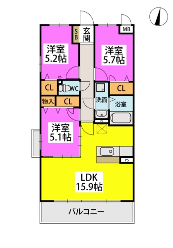（仮称）プレアevL堀池 / 205号室 間取り