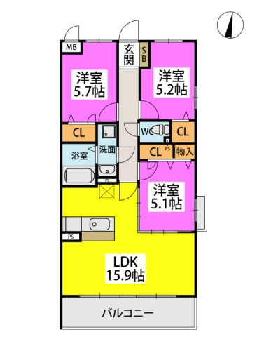 （仮称）プレアevL堀池 / 401号室 間取り