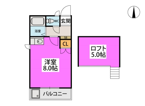 サザン小戸 / 201号室 間取り