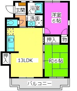 毛利ハイツ / 1-102号室 間取り