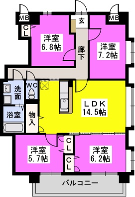 プレジオ荒江 / 401号室 間取り