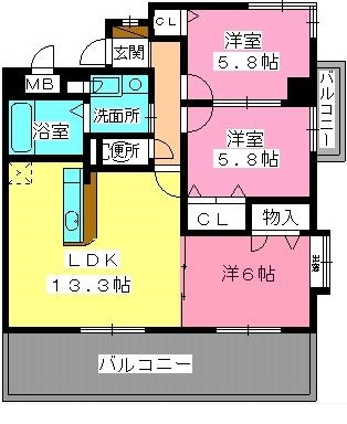 フレンズⅡ / 405号室 間取り