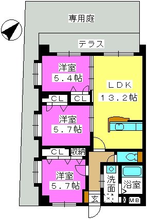 グラン・ブルー和気 / 101号室 間取り