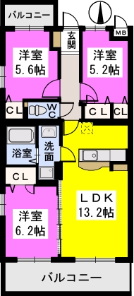 メルベーユ / 303号室 間取り