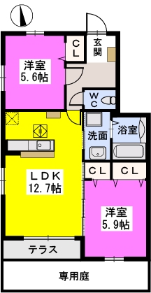 プログレスⅡＡ棟 / 102号室 間取り