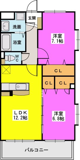 ソシア　ハイネスⅡ / 405号室 間取り