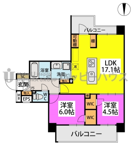 カルシア姪浜ノルド / 501号室 間取り