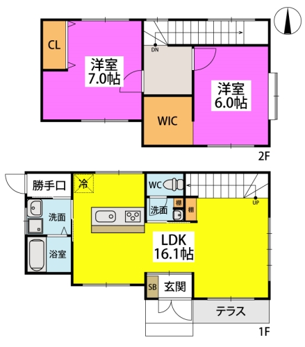 次郎丸2丁目貸家 / 1号室 間取り