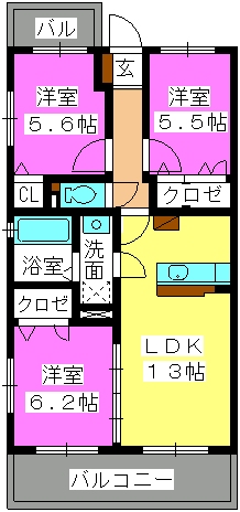 ステラパークサイド次郎丸 / 1301号室 間取り