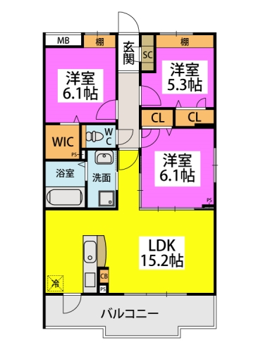 コパン伊都 / 501号室 間取り