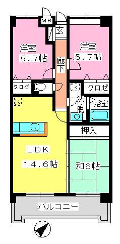 フレア・クレスト水城 / 603号室 間取り