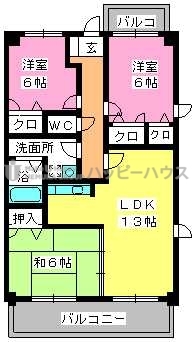 グランピア若草 / 404号室 間取り