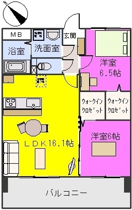 レ･アルトピアーノ / 1102号室 間取り
