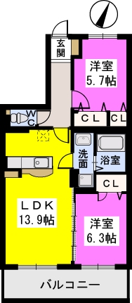 ウィンズ乙金 / 402号室 間取り