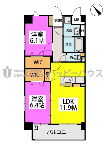 ルーベンス　ローザ　Ⅰ / 401号室 間取り