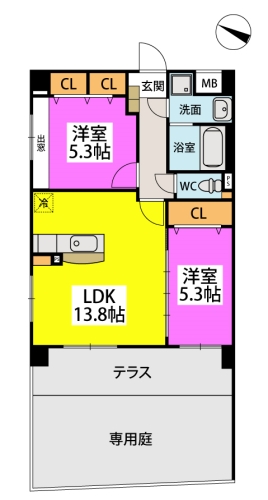Espace chic Ⅱ / 101号室 間取り